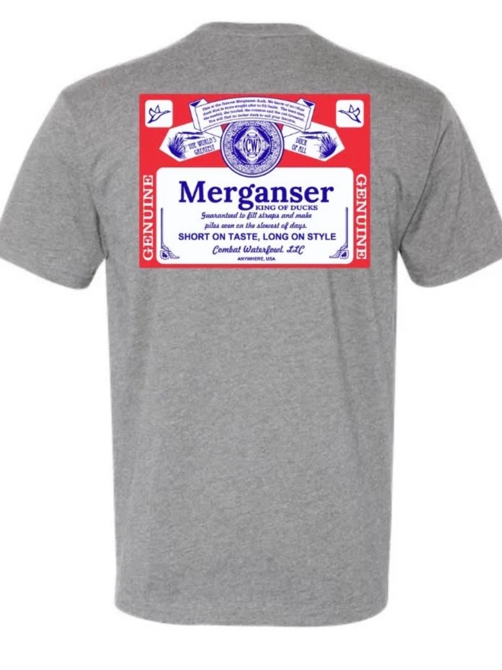 Combat Waterfowl Merganser Beer Label Tee